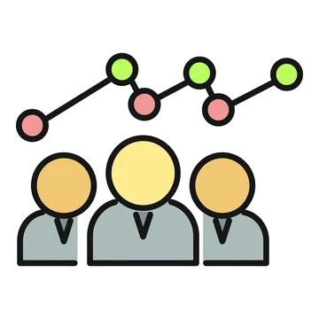 Team showing business performance statistics and growth analysis Stockillustratie