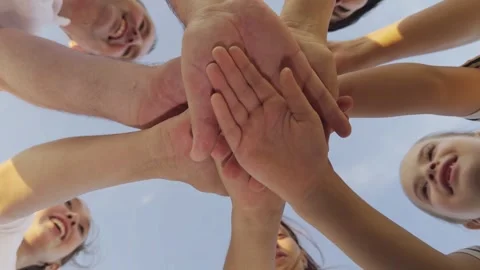 Team shows unity hands. Unity brings group community together. Togetherness Stock Footage 291627841