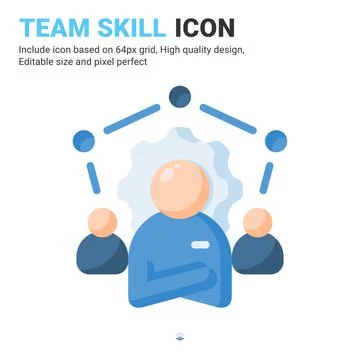 Team skill icon vector with flat color style isolated on white background イラスト素材