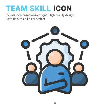 Team skill icon vector with outline color style isolated on white background Stock Illustration