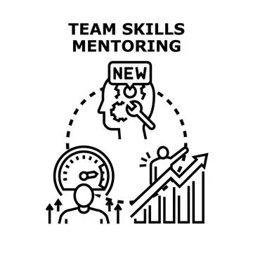 Team skills mentoring process improving employee performance Stock Illustration