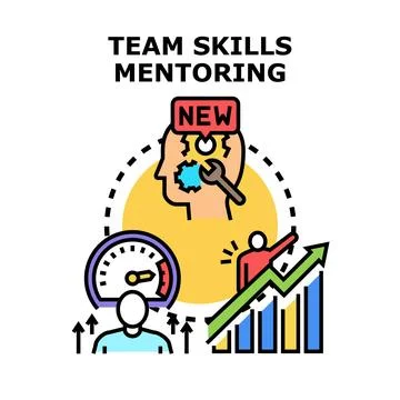Team skills mentoring process improving employee performance Stock Illustration