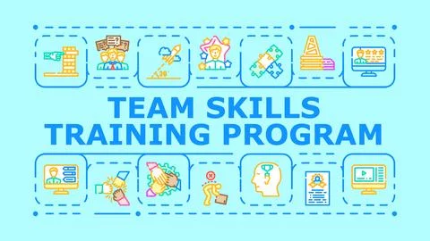 Team skills training program banner icon vector illustration Stock Illustration