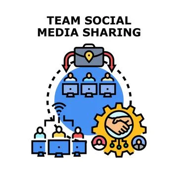 Team social media sharing concept using digital technology Stock Illustration