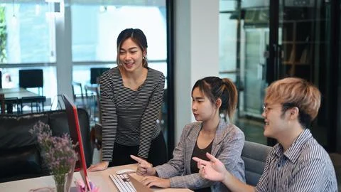 Team of software development brainstorming, working with coded data in corporate 写真素材