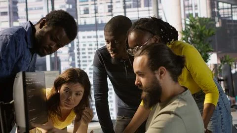 Team of software engineers doing brainstorming in office Stock Photos