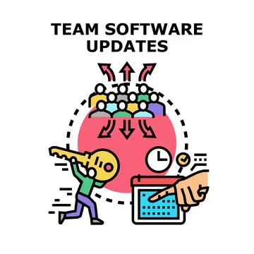 Team software updates planning and access concept Stock Illustration
