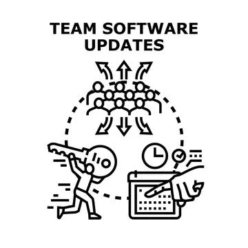 Team software updates planning and access concept Stock Illustration
