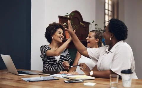 Team solidarity completes any business task. a group of young businesswomen Fotos de archivo