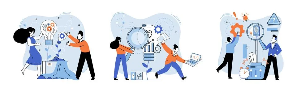 Team solving complex problems. Teamwork vector illustration metaphor. Leadership Stock Illustration