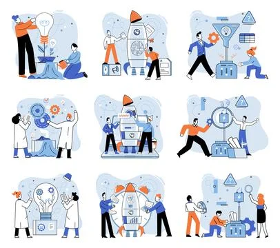 Team solving complex problems. Teamwork vector illustration metaphor. Business Illustrazione stock