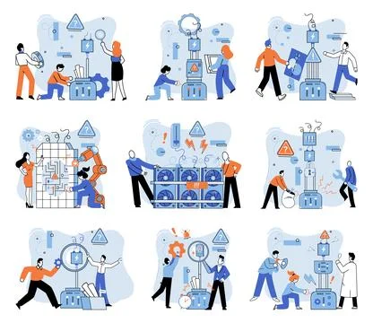 Team solving complex problems. Teamwork vector illustration metaphor. Business Stock Illustration