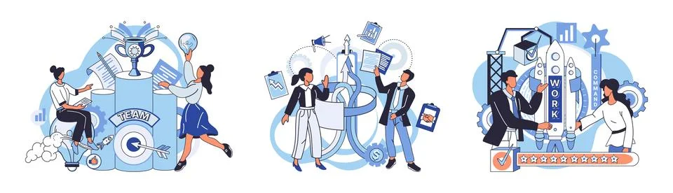 Team solving complex problems. Teamwork vector illustration metaphor. People Stock Illustration