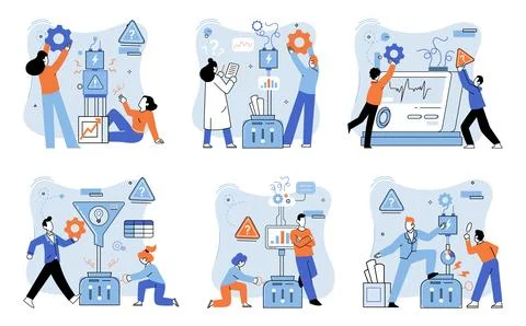 Team solving complex problems. Teamwork vector illustration metaphor. Leadership Illustrazione stock