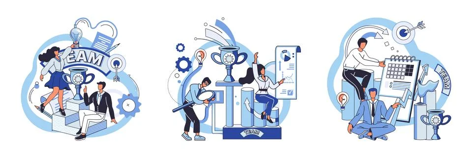 Team solving complex problems. Teamwork vector illustration metaphor. Coworkers Stock Illustration