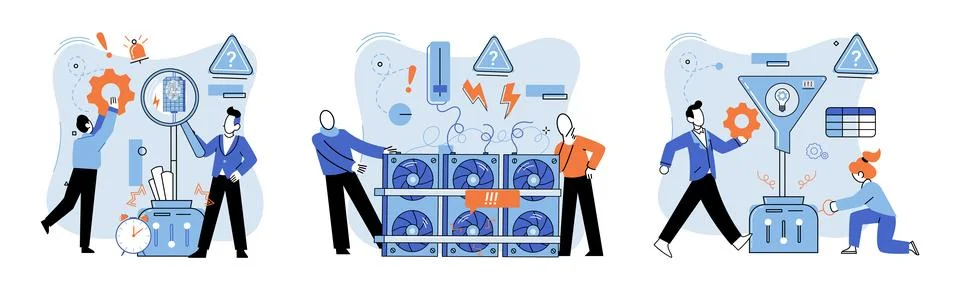 Team solving complex problems. Teamwork vector illustration metaphor. People Stock Illustration