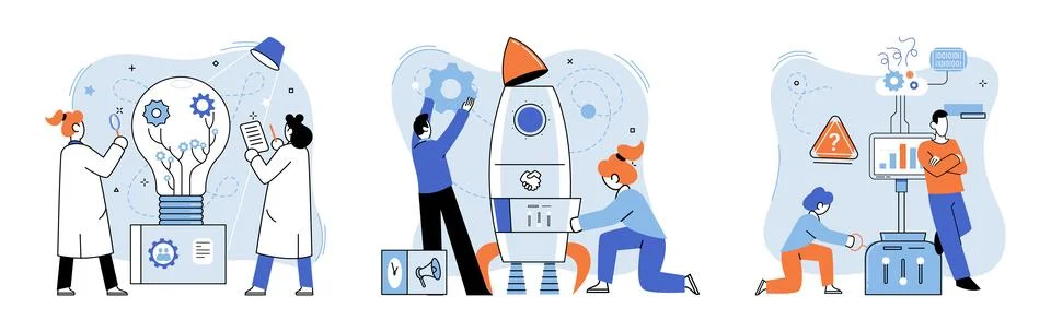 Team solving complex problems. Teamwork vector illustration metaphor. Leadership Stock Illustration