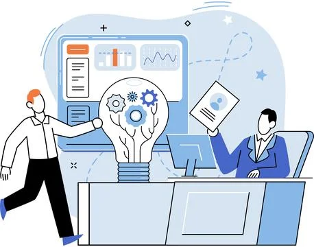 Team solving complex problems. Teamwork vector illustration metaphor. Leadership Illustrazione stock