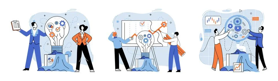 Team solving complex problems. Teamwork vector illustration metaphor. Corporate Stock Illustration