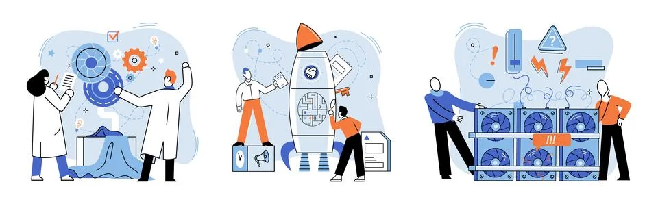 Team solving complex problems. Teamwork vector illustration metaphor. Finding 스톡 일러스트