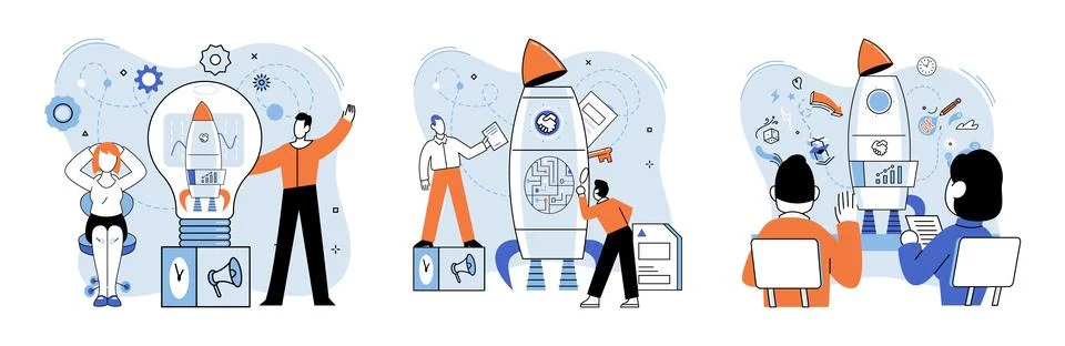 Team solving complex problems. Teamwork vector illustration metaphor. Finding Stock Illustration