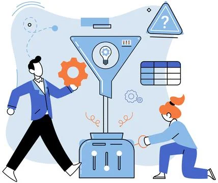Team solving complex problems. Teamwork vector illustration metaphor. Creative Stock Illustration