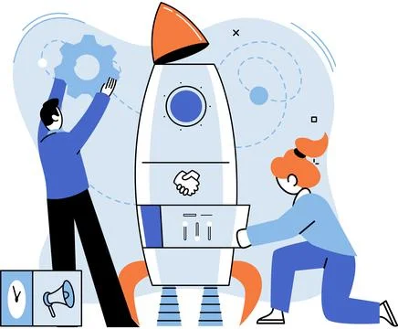 Team solving complex problems. Teamwork vector illustration metaphor. Time 스톡 일러스트