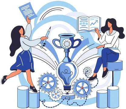 Team solving complex problems. Teamwork vector illustration metaphor. Creative Stock Illustration