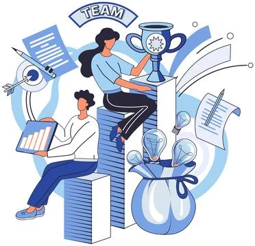 Team solving complex problems. Teamwork vector illustration metaphor. Corporate Stock Illustration