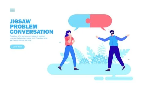 Team solving problem with jigsaw conversation 스톡 일러스트
