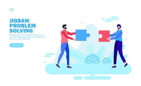 Team solving problem with jigsaw 스톡 일러스트