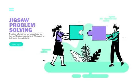 Team solving problem with jigsaw vector Stock Illustration