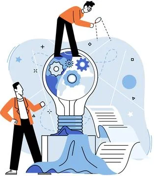 Team solving problems. Analyzes buyers to promote business Solving problem and 스톡 일러스트