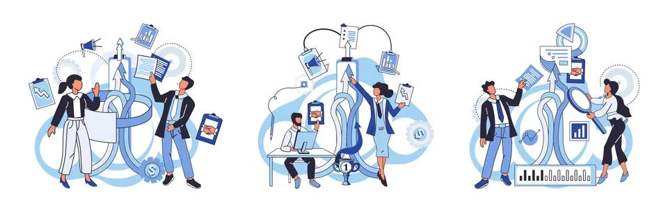 Team solving problems Creative idea problem solution cooperation.Thinking and Stock Illustration