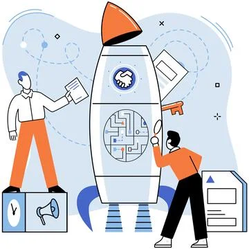 Team solving problems. Discussion of idea Creative mind, brainstorm Productivity Stock Illustration