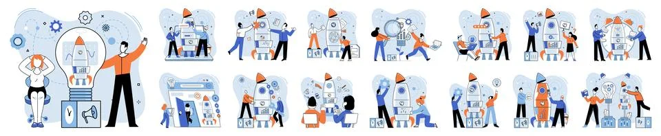 Team solving problems. Effective business solution strategy and complex task Illustrazione stock