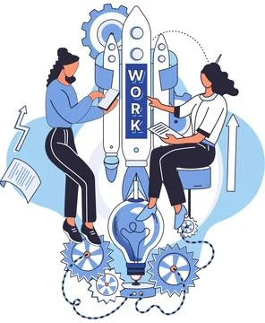 Team solving problems. Effective business solution strategy and complex task Illustrazione stock