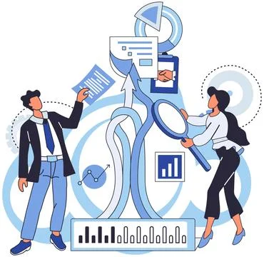 Team solving problems. FAQ question and answer, solution to solve problem Stock Illustration