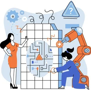 Team solving problems Focus group concept with people scene Marketer team 스톡 일러스트