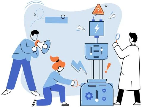 Team solving problems. Gears and technical wheels as thoughts Cooperation for 스톡 일러스트