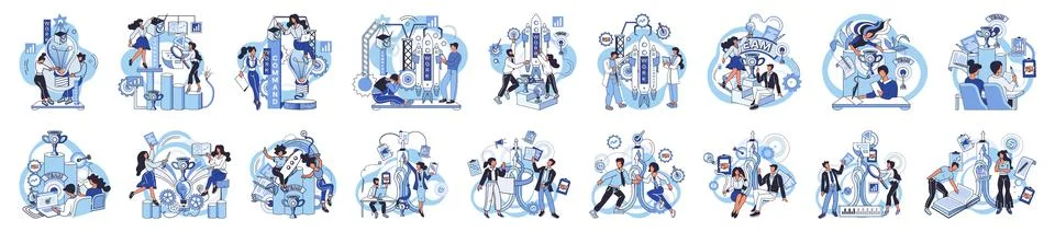 Team solving problems. Human resource development, problem solving and company 스톡 일러스트