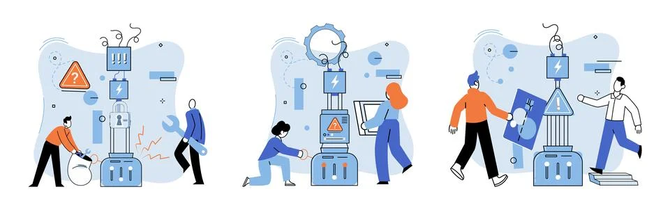 Team solving problems. Human resource development, problem solving and company Illustrazione stock