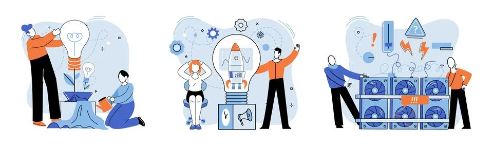 Team solving problems. People communication in search of ideas, collective Stock Illustration