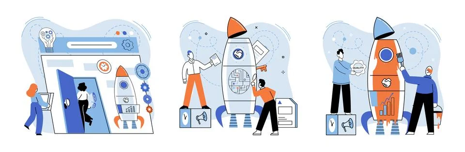 Team solving problems Problem solving Union and teamwork Collaborating for find Illustrazione stock