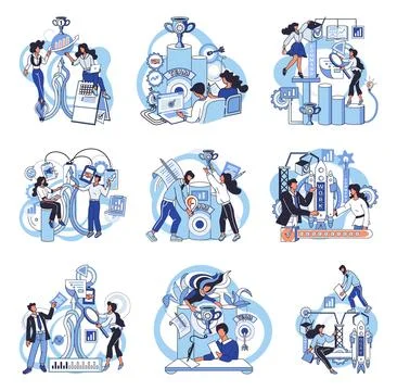 Team solving problems Problem solving Union and teamwork Collaborating for find 스톡 일러스트