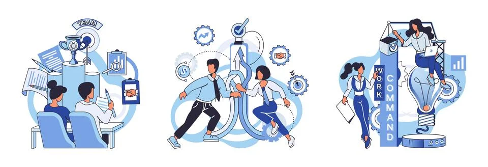 Team solving problems. Search for right solution, business problem solving Stock Illustration