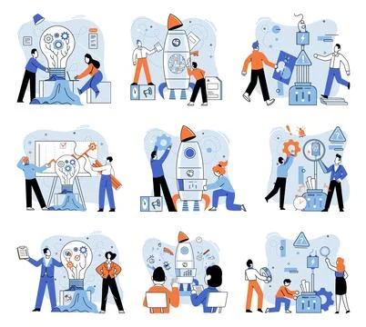 Team solving problems Solve business problem, cooperation or collaboration in イラスト素材