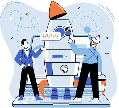 Team solving problems Solve business problem, cooperation or collaboration in 스톡 일러스트