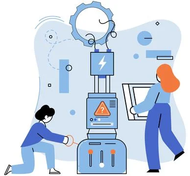 Team solving problems Solve business problem, cooperation or collaboration in Illustrazione stock