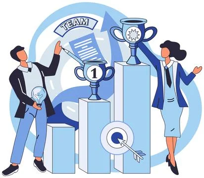 Team solving problems Solve business problem, cooperation or collaboration .. 스톡 일러스트